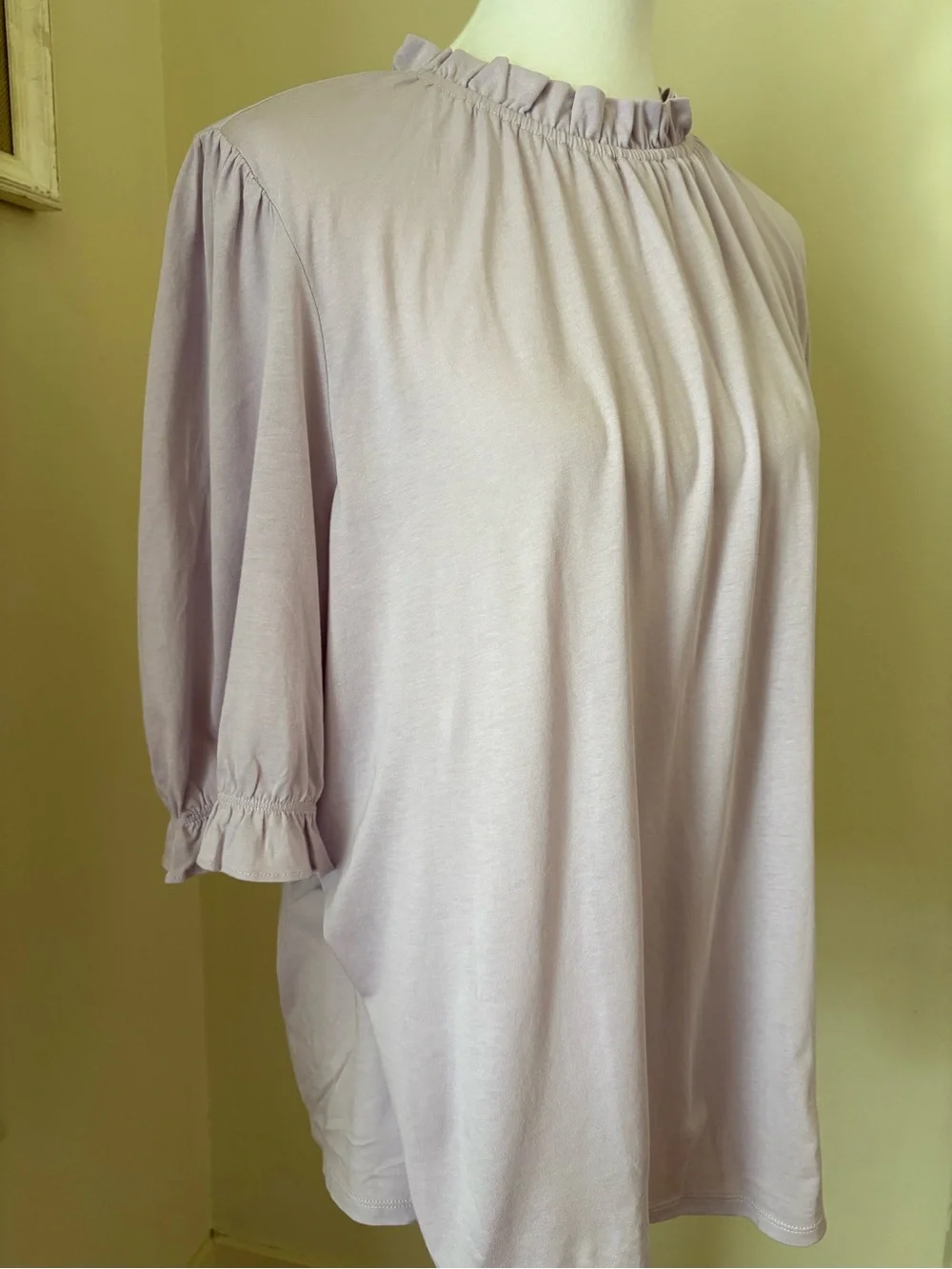 NWT Loft Women's Ruffle Neck Puff Sleeve Top - Lavender
